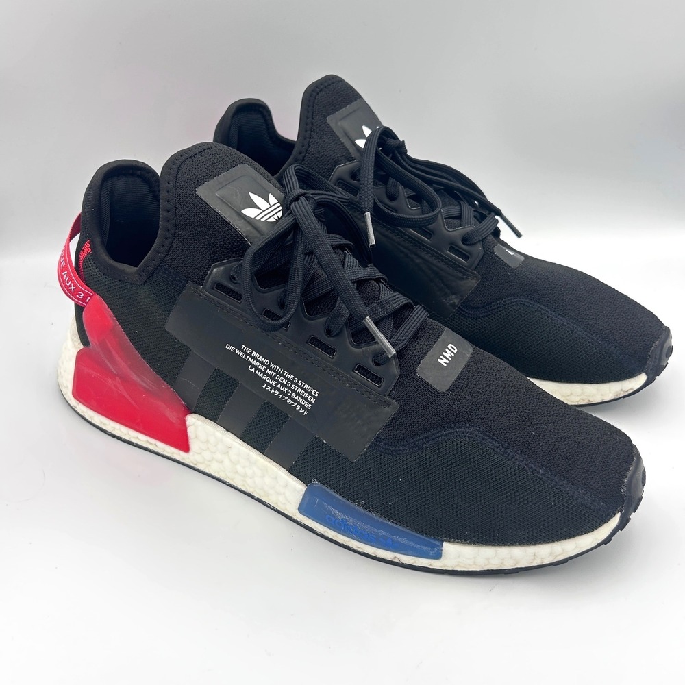 Adidas NMD R1 V2 Mens Size 13 Low Top Mesh Black Red Blue GY6162 Streetwear
